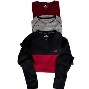 Lot of 3 Hollister Mens XS 100% Cotton Long Sleeve Curved Hem Tees